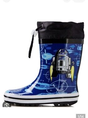 Star Wars Blue and Yellow Rain L Boots Eu Sz33 US 2-2.5